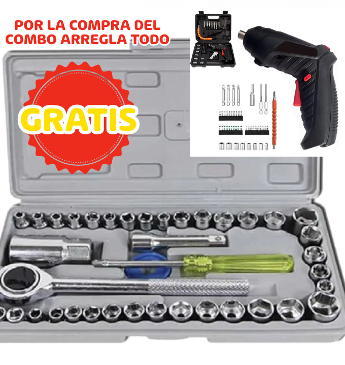 COMBO DESTORNILLADOR ELECTRICO + RATCHET Y JUEGO DE DADOS